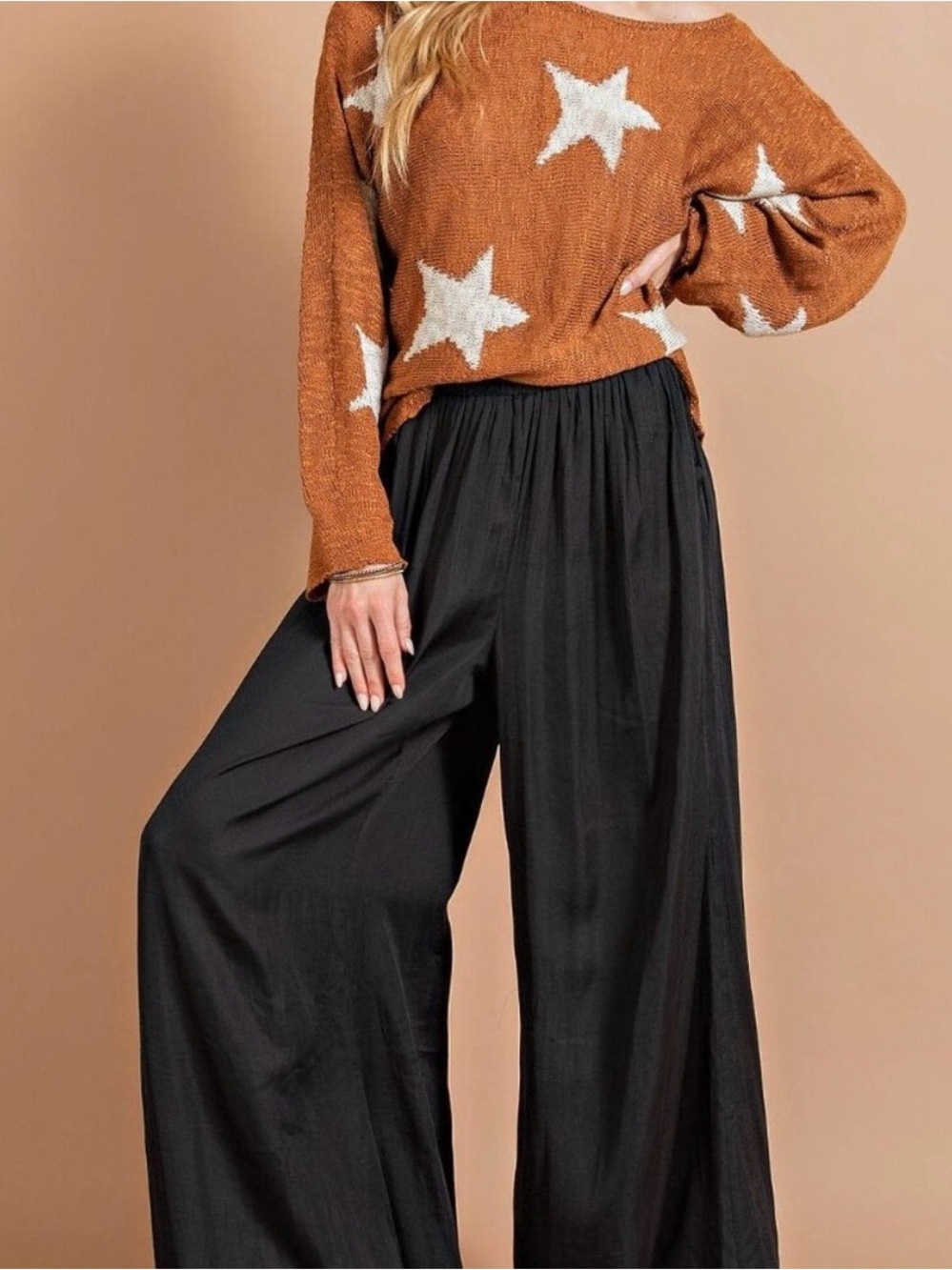 Kori satin elastic palazzo pants in M